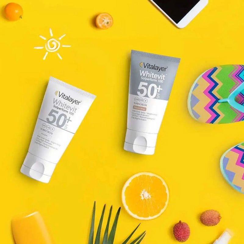 ضدآفتاب ضدلک SPF50 رنگی ویتالیر مدل Whitevit 